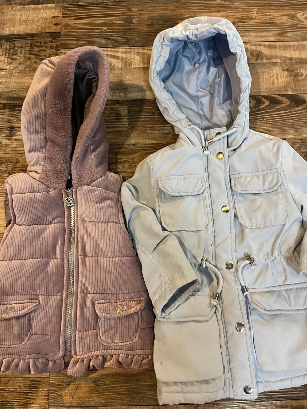Girls Hooded Puffer Vest & Hooded coat